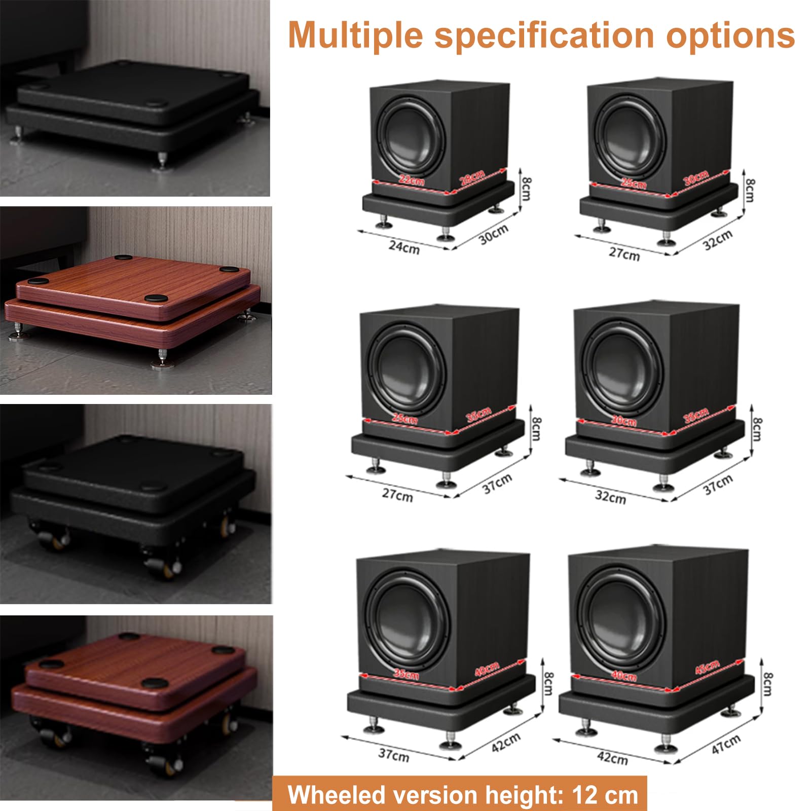 Soporte de Aislamiento para Subwoofer Plataforma Estabilizadora de Dos Niveles para Monitores de Estudio Altavoces de Suelo