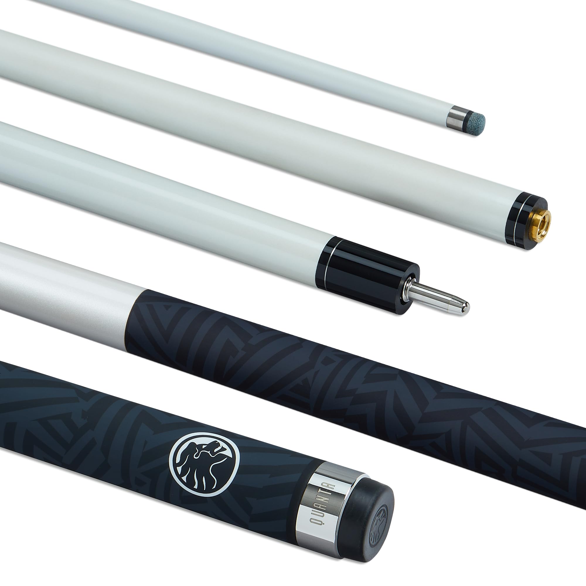 POWERGLIDE Quanta Pool-Queue, 3K Carbon- und Verbundverstärkter Schaft und Hintern, Edelstahl-Schnellspann-Uni-Loc-Gelenk, Mattes EasyGlide-Schaft-Finish, 10 mm Spitze, volle Größe, 144,8 cm