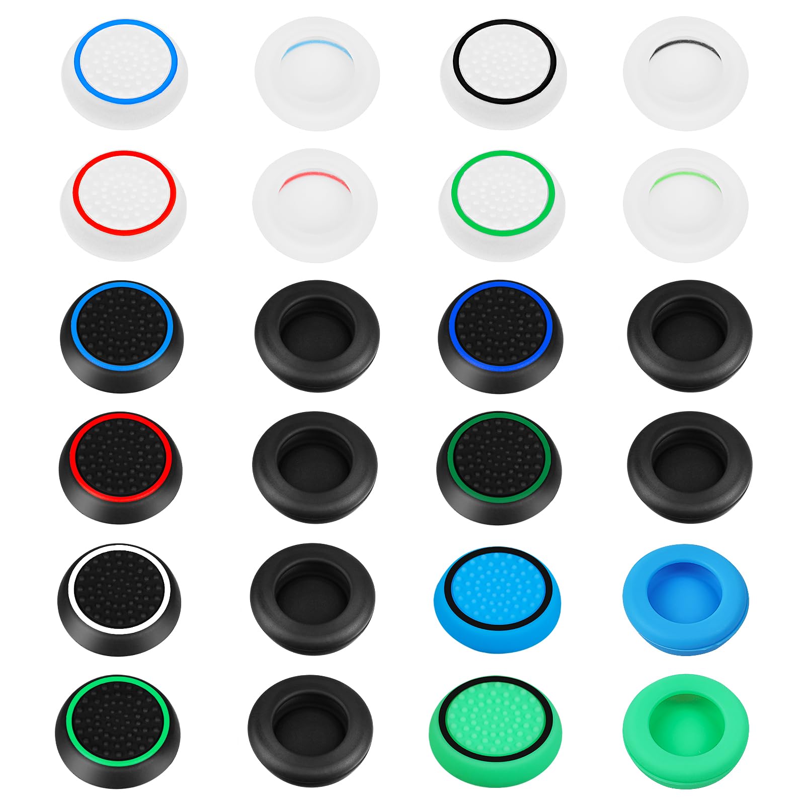AXFEE Thumbstick Kappen, 24 Stück Convex Thumb Grip Caps Set, Thumbstick Caps Grip, Silikon Joystick Schutz Aufsätze, Gaming Zubehör Controller Zubehör für PS5 PS4 Xbox One Series X/S (12 Farben)