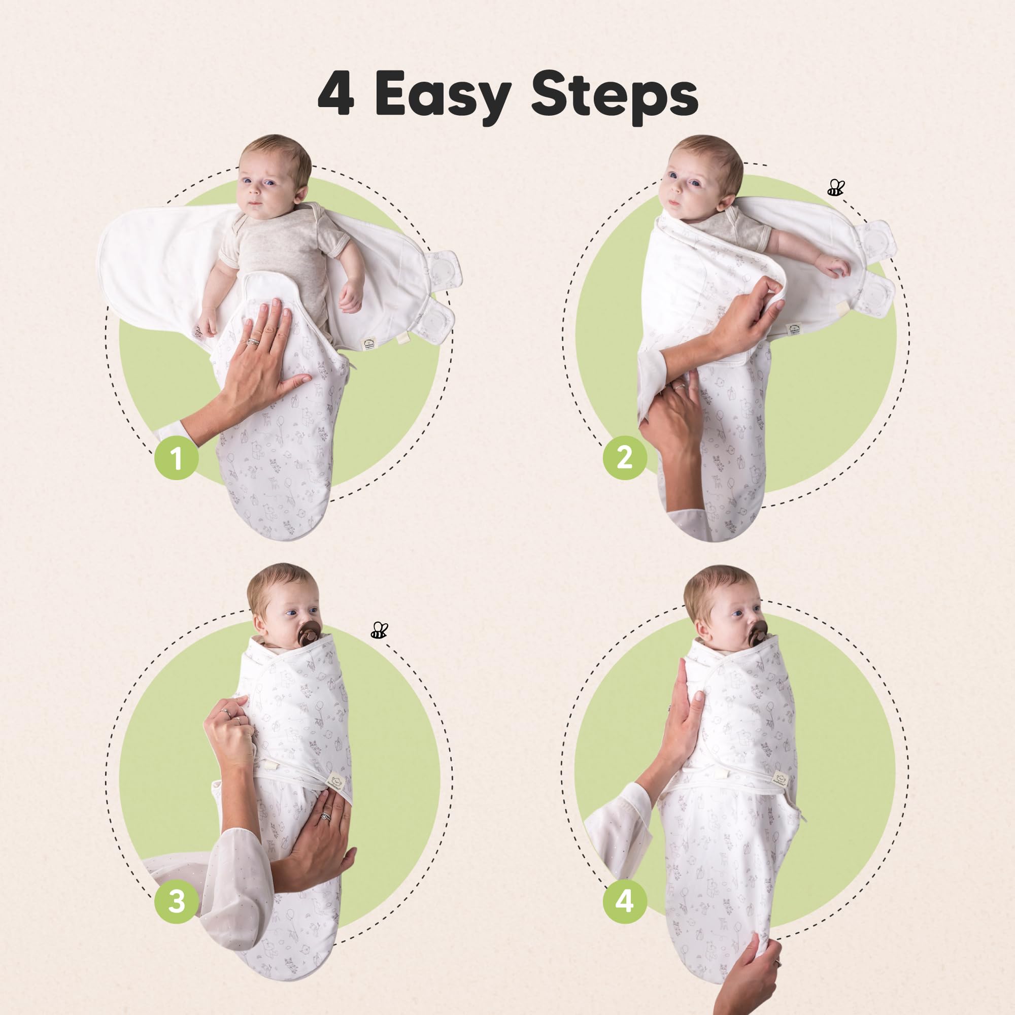 3 Piezas Sacos De Dormir Con Cremallera Para Bebé – Saco De Dormir Para Recién Nacidos De 0 a 3 Meses, Pañal Para Recién Nacidos, Pañales Para Bebés Fáciles De Cambiar, Mantas Para Guardería (Aspire)