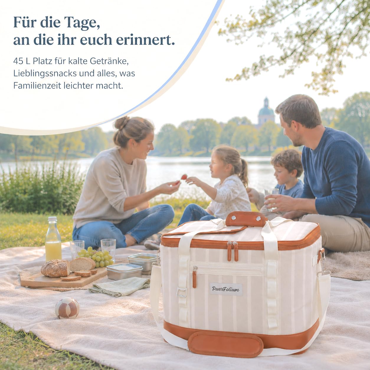 Borsa frigo grande, 45 l, XXL, borsa frigo, borsa da picnic, per la spesa, auto, campeggio, attività all'aperto, in viaggio, passiva, per congelatore, borsa termica, sportello superiore