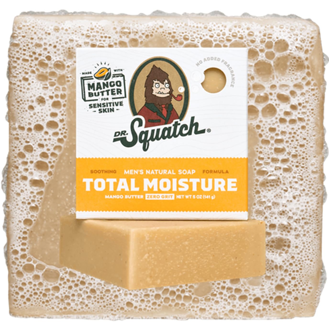 All Natural Soap Bar for Men, Total Moisture Unscented Mango Butter, 5 oz, Ultra Moisturizing, Nourishing for Sensitive Skin- No Added Fragrance by Dr. Squatch