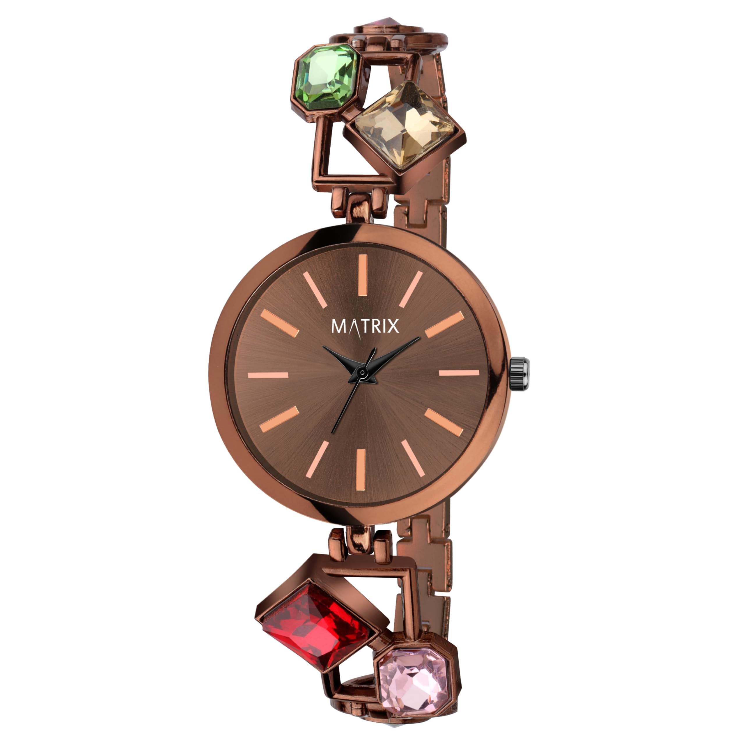 Matrix Stainless Steel Nebula Collection | Elegant Dial With Bracelet Style Chain Analog Watch For Women & Girls (Copper), Dial Color-Off-White, Band Color-Brown (B0D2XV675H) Amazon Price History, Amazon Price Tracker