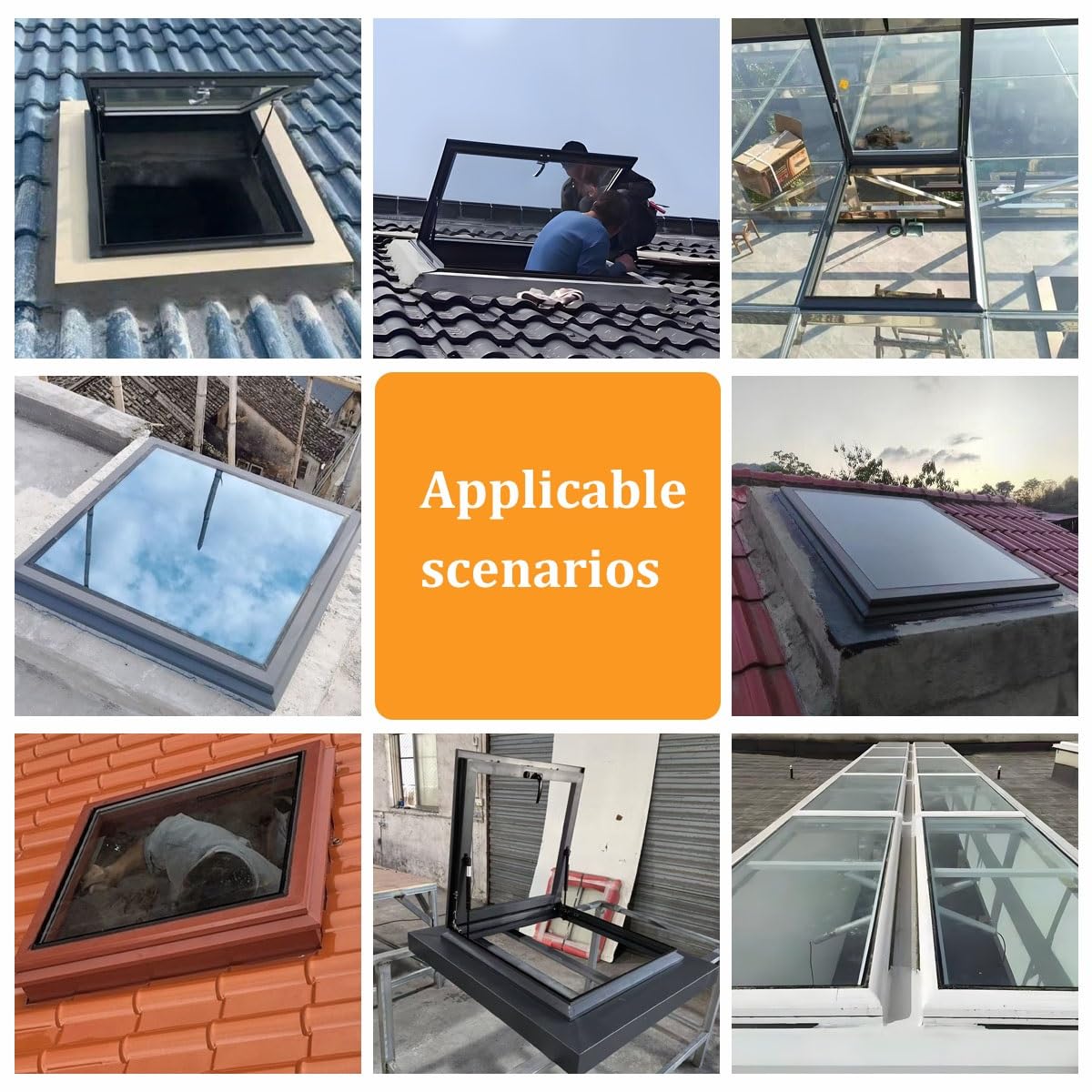 Ventanas De Techo Para Casa, Trampilla De Techo Con Vidrio Reforzado, Ventana De Aluminio Con Película Solar Y Guantes, Claraboya Personalizable Para Áticos, Solarios Y Sótanos(LxW 50x55cm/19.7x21.7in