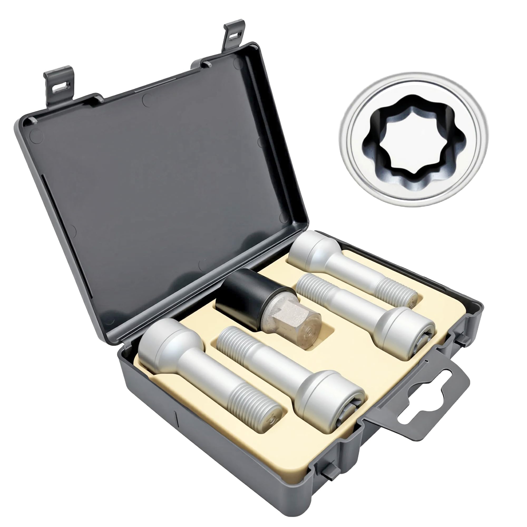 Wheel Lock Bolt Nut Set M14 X 1.5 X 45 Compatible with Mercedes-Benz AMG C300 E300 E350 S450 GLC300 CLS450 C43 C63 GLC43 S63 S65 G M R,301 Pattern Rim Anti Theft Lug Nuts Replace 0019901707