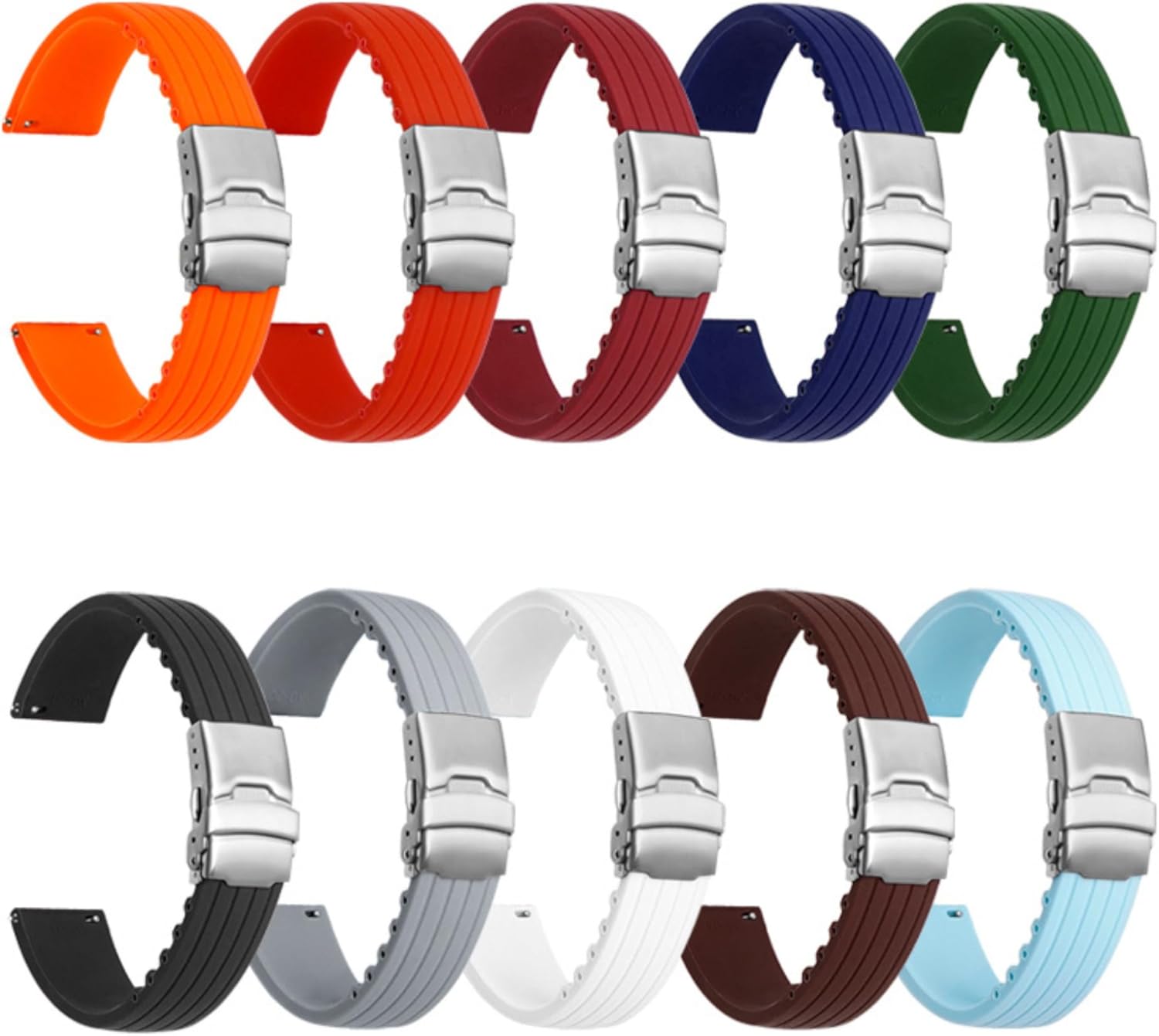 Cut-to Length Silicone Rubber Watch Bands - Quick-Release Cut-to-Size Replacement Sports Watch Straps - 20mm, 22mm- For Men & Women - For Men & Women