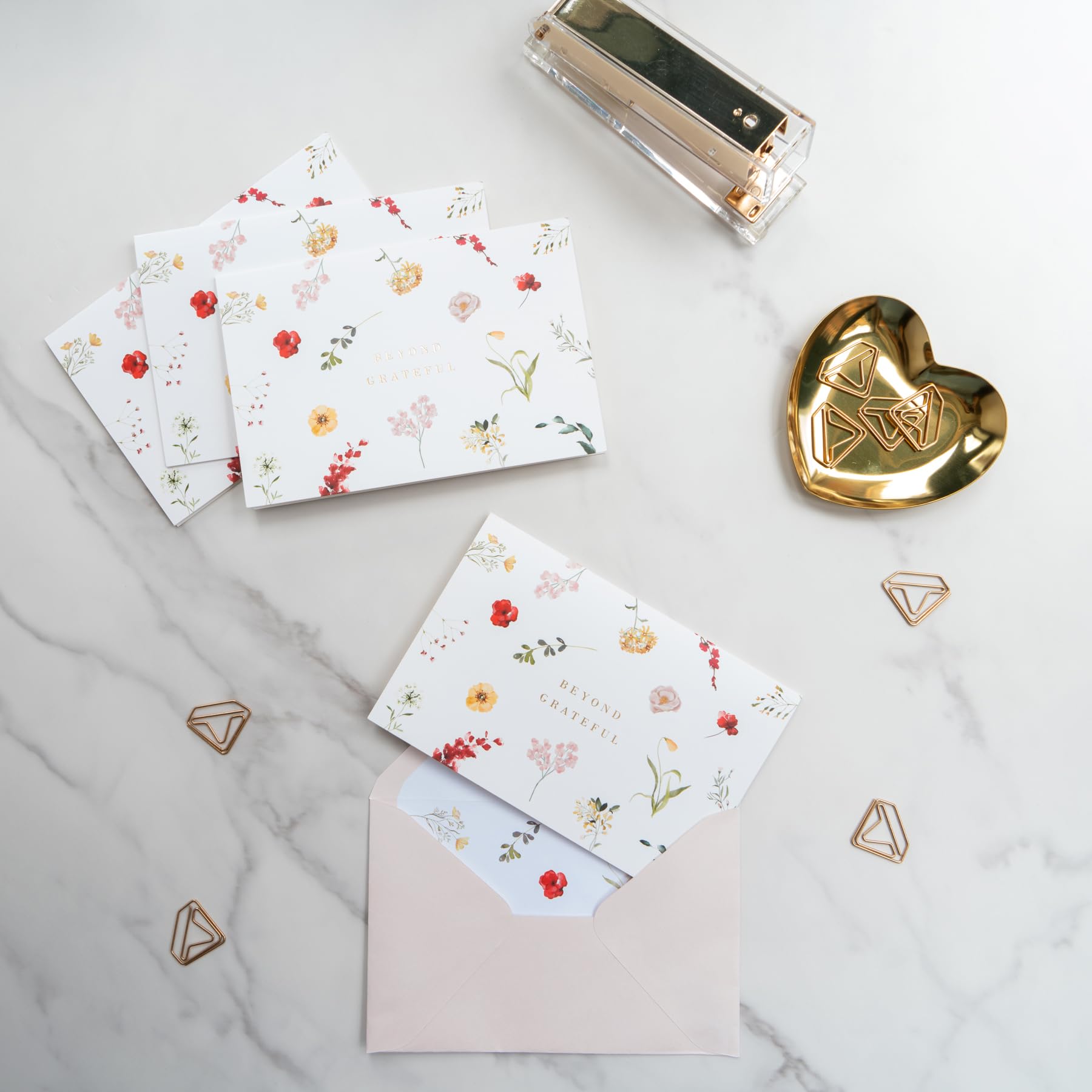 Gooji 4x6 Prairie Beyond Grateful Floral Thank You Cards with Envelopes Baby Shower Thank You Cards Girl (Bulk 20-Pack) Watercolor - Image 3
