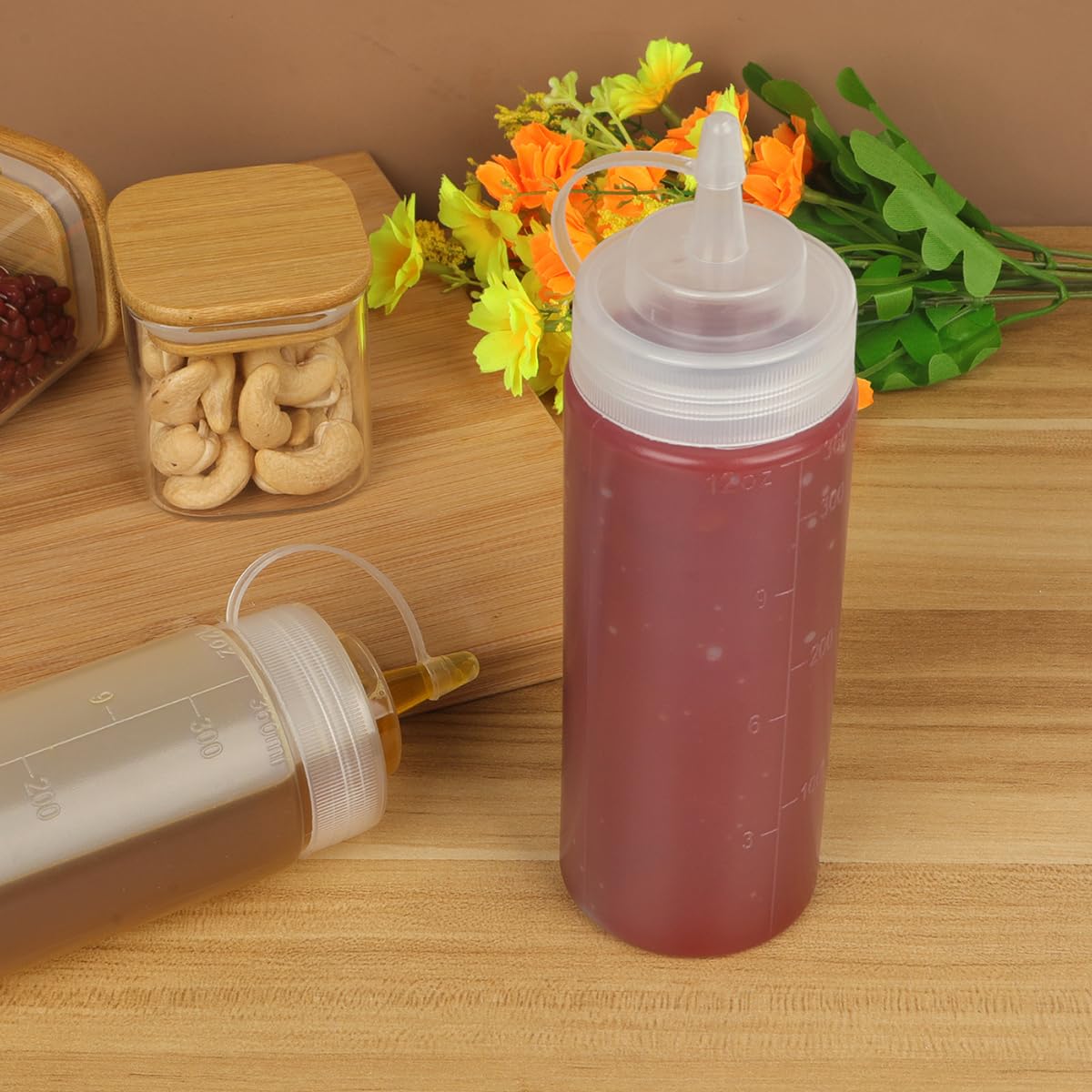 2 Bottiglie da Spremere da 500 ml in Plastica, a Prova di Perdite, con Misurazioni Discrete per Dispenser di Salsa Ketchup Barbecue, Senza BPA