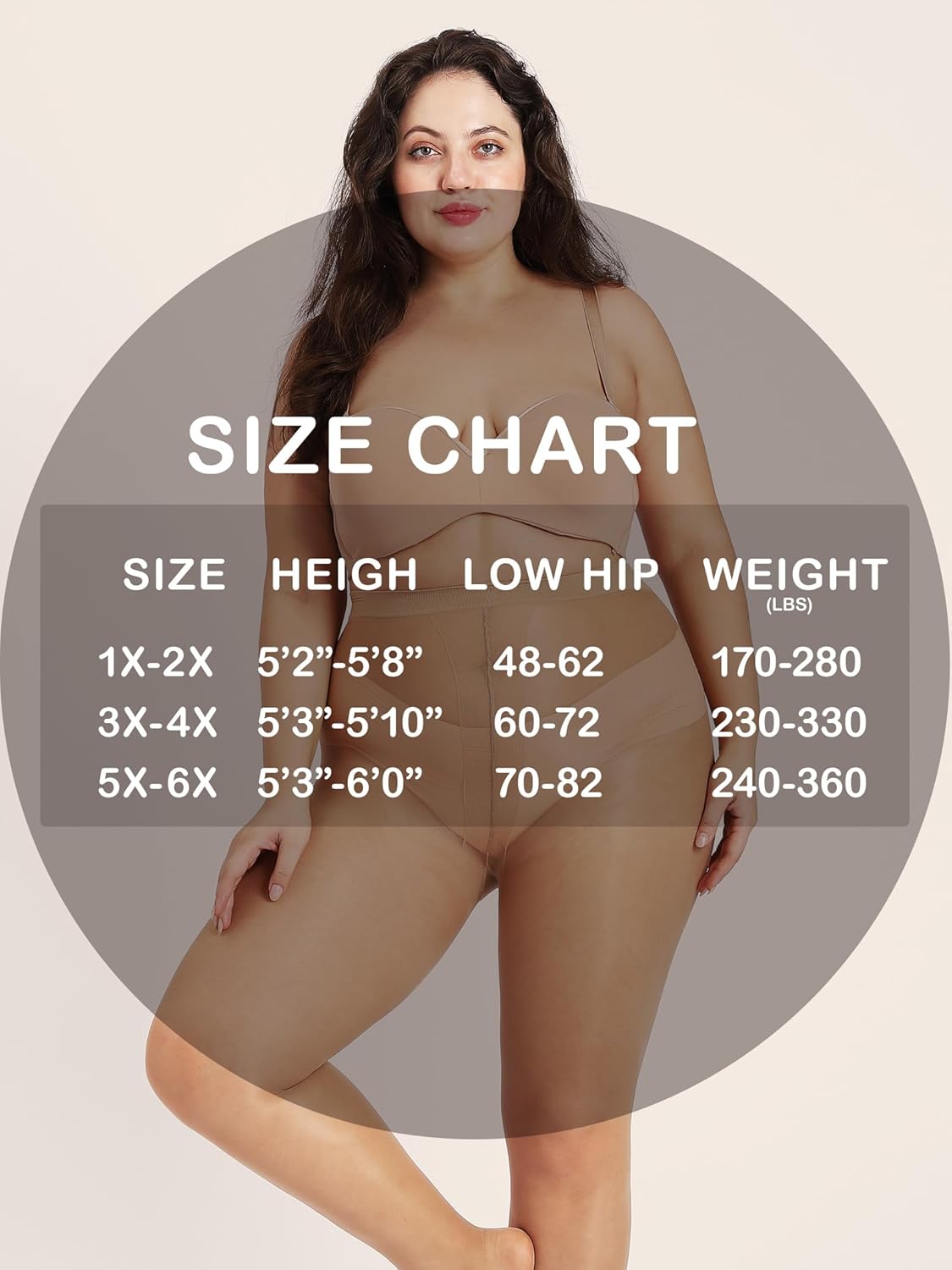 HONENNA Plus Size Sheer Tights for Women T Crotch Black Pantyhose Control Top Stockings - Image 6