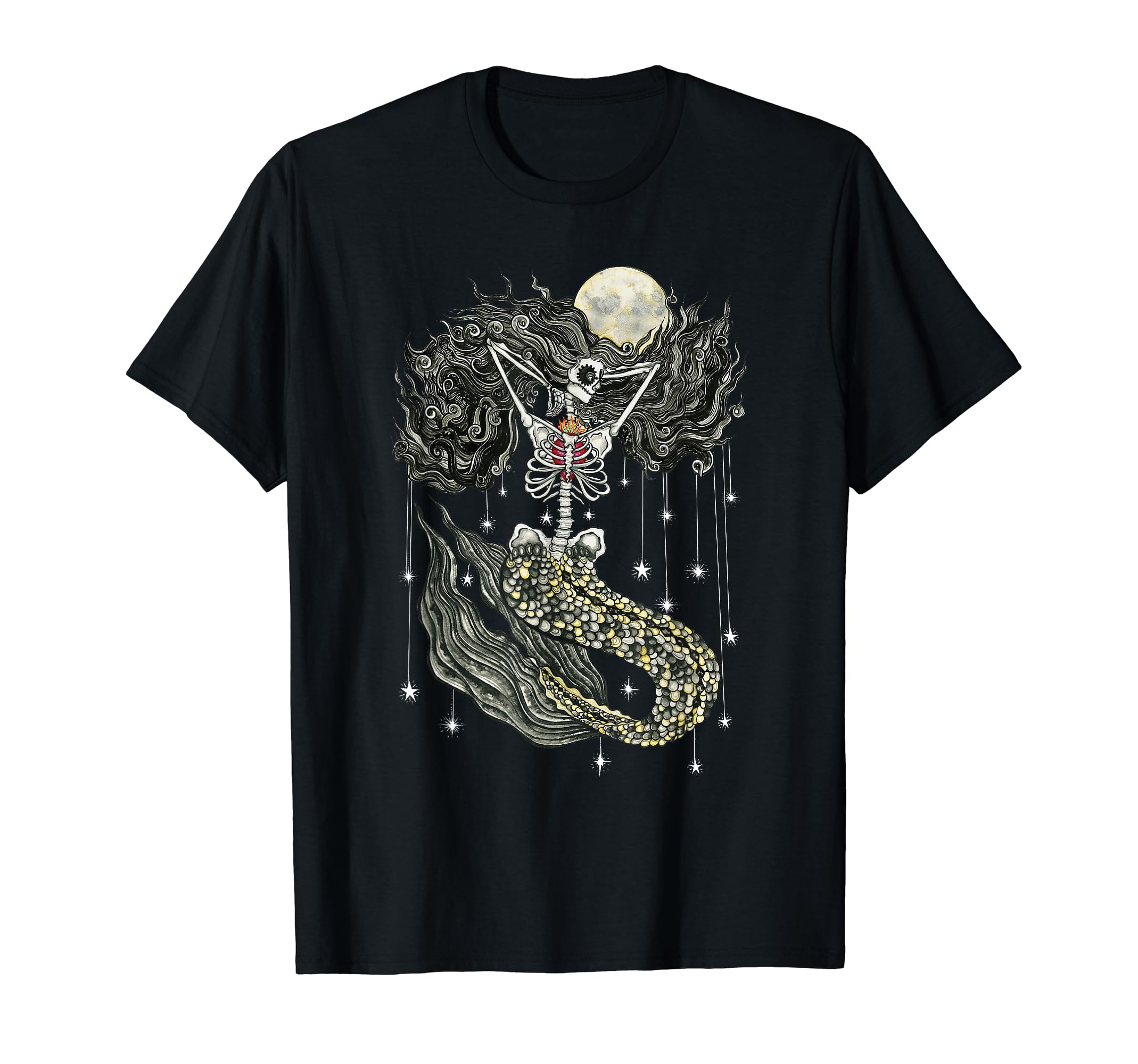 Mermaid Skeleton Retro Halloween Trick Or TreatScary Horror T-Shirt