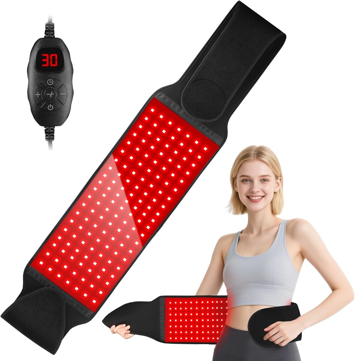 Red Light Therapy for Body, 140 leds Infrared Light Therapy for Shoulder Waist Muscle, Upgraded 3 in 1 Led Beads, 660nm Red Light & 850nm Near Infrared Light Therapy Belt