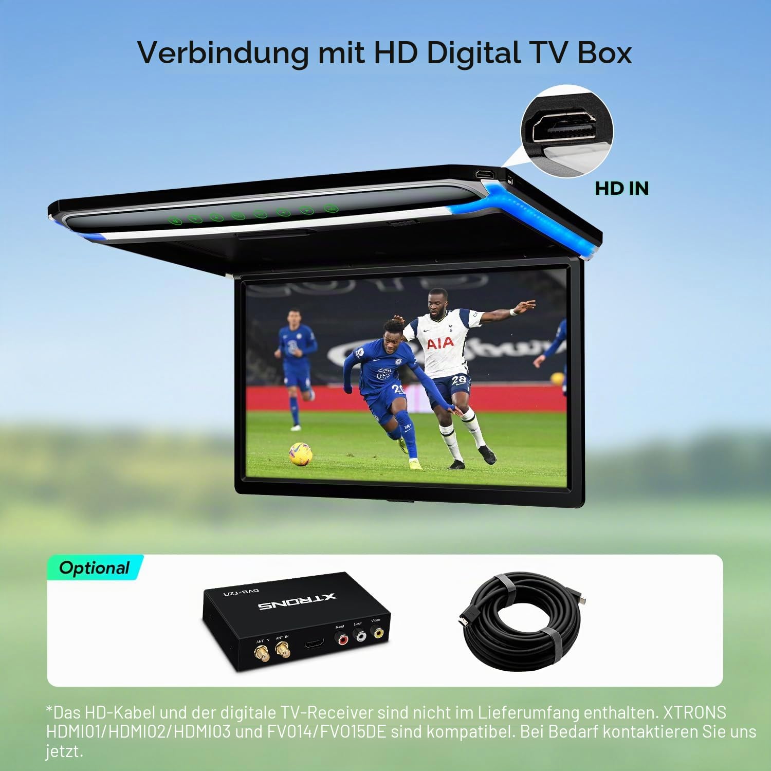 Neu XTRONS 17,3 Zoll 16:9 ultradünne Digital TFT FHD 1080P Video Auto Deckenplayer Dachmontage mit integriertem HDMI/SD/USB/Infrared/FM