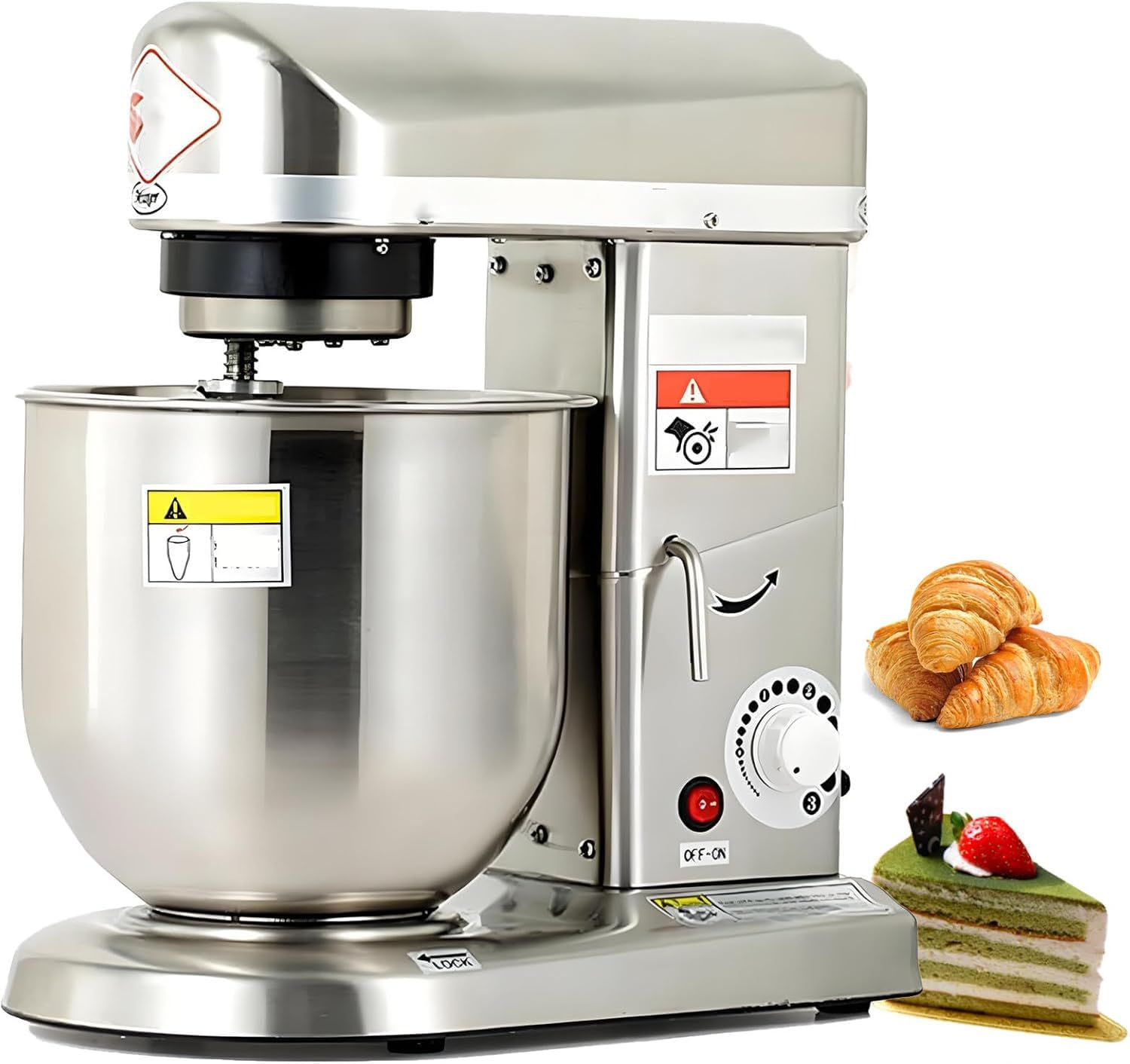 3-in-1 Electric Stand Mixer,Commercial Food Mixer,Stand Mixer,3 Speeds Adjustable,With Egg Beater,Beater and Dough Hook,Commercial Kitchen Cake Mixer,For Cookie,Cake,Bread Baking StainlessSteel-7L
