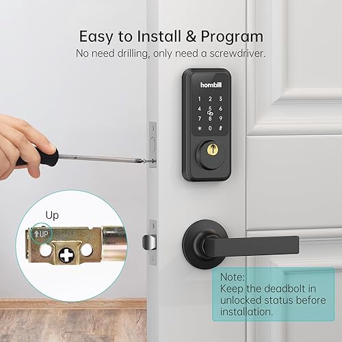 Miniatura 7 de Cerraduras de puerta inteligentes para puerta delantera Juego de 2 manijas de palanca, cerrojo de cerradura de puerta de entrada sin llave, juego de