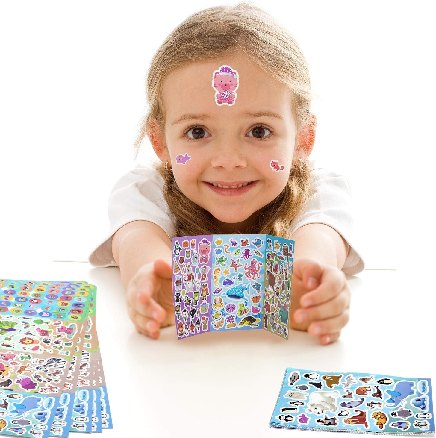 Animal Stickers,Stickers for Kids Assortment Set (1450+ Count),8 Themes Collection for Children
