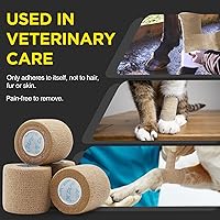 Vista 4 de OK TAPE 12 rollos de vendaje autoadhesivo, cinta elástica atlética, cinta adhesiva autoadhesiva, envoltura veterinaria, envoltura médica para Beige