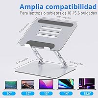 Vista 5 de Soporte para Laptop de Escritorio, Elevador de Laptop Ajustable, Soporte de Computadora de Metal Plegable Portátil, Soporte de Notebook