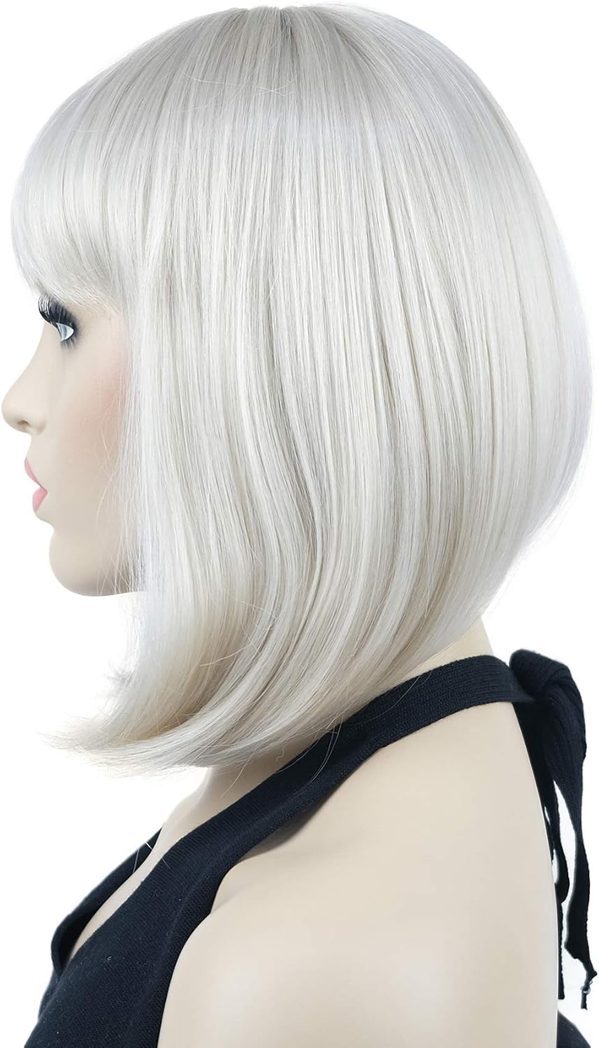 Lydell 10" Short Straight Bob Hair Wigs with Bangs Synthetic Hair Cute Wigs (AB102) - Image 5