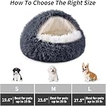 Lit pour chien rond en peluche à capuche, lit pour animaux de compagnie auto-chauffant, donut anti-anxiété, lit moelleux pour chiots et chatons