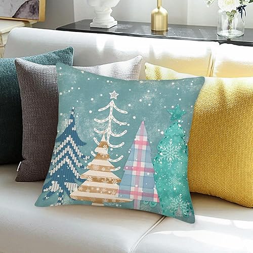 Miniatura 6 de Fundas de almohada de Navidad Aqua de 22 x 22 mas, diseño de pino, decoración del hogar, protector decorativo para sala de estar, funda de cojín de
