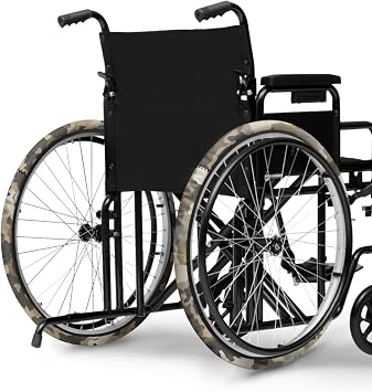 LedBack Wheelchair Tire Cover 24" Tire Cover for Wheelchairs Army Green Camo Design Wheel Chair Tyre Decor Accessories to Protect Floors Carpets