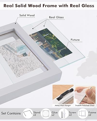 Miniatura 4 de DLQuarts Marco de fotos flotante de 5 x 7, para fotos de 4 x 6, 3.5 x 5 pulgadas para efectos flotantes o fotos de 5 x 7, montaje en pared o mesa,
