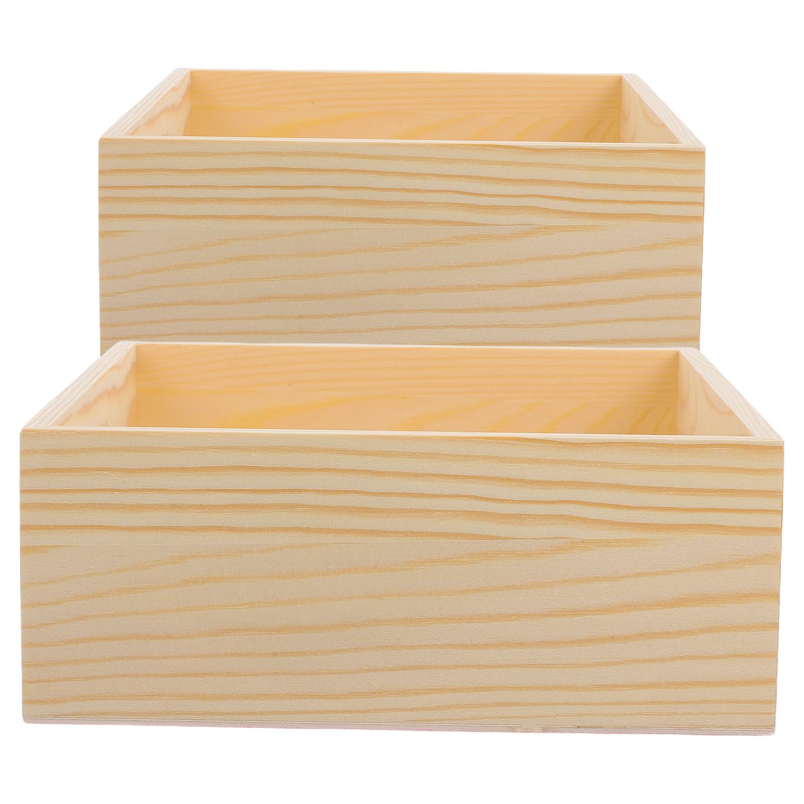 Unbehandelte Holz Aufbewahrungsbox 2 Stück für Büro und Basteln