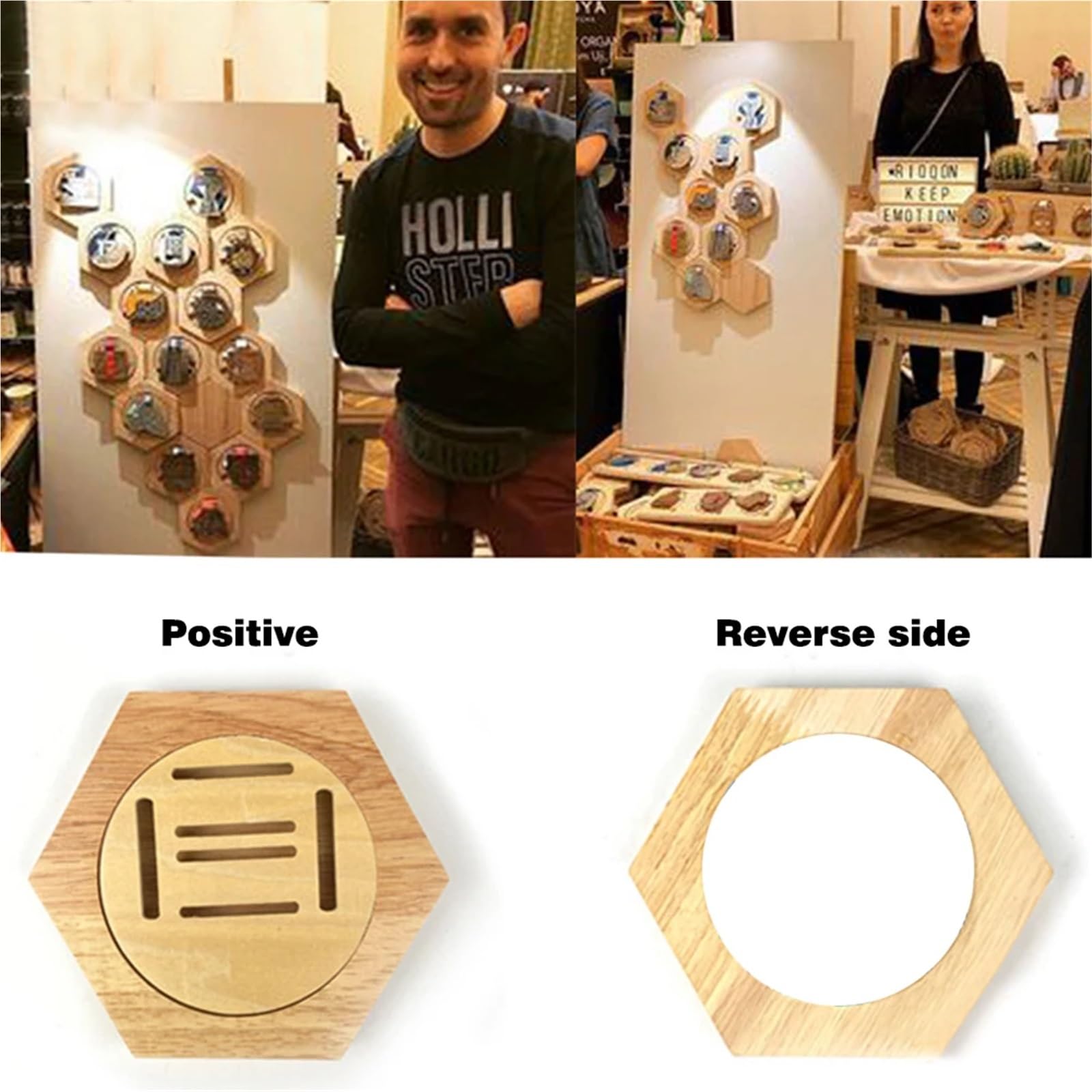 Colgador de exhibición de medallas, Soporte de Pared, Estante de exhibición de medallas de Carrera Resistente, fácil de Instalar, Almacenamiento de medallas hexagonales de Madera