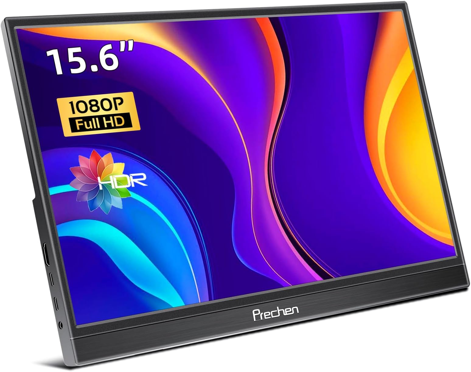 Portable Monitor, 15.6 Inch FHD 1920 * 1080 USB-C Portable Laptop Monitor HDMI Monitor, External Computer Display Compatible for PC MAC Phone Xbox PS4 Switch OTG & Dual Speakers