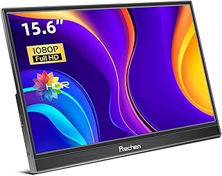 Portable Monitor, 15.6 Inch FHD 1920 * 1080 USB-C Portable Laptop Monitor HDMI Monitor, External Computer Display Compatible for PC MAC Phone Xbox PS4 Switch OTG & Dual Speakers