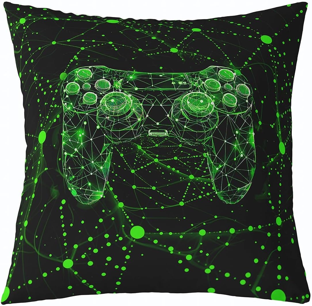 jejeloiu Kids Honeycomb Gamer Decor Pillowcase Hexagon Gaming Throw Pillow Covers EcoFriendly Geometric Cushion Case of 1 Boys Girls Teens Bedroom Decor 16 x 16-Inch