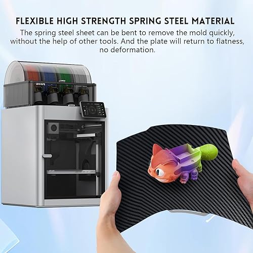 Miniatura 7 de IdeaFormer - Placa de construcción PEI de fibra de carbono lisa y texturizada de 10.118 x 10.118 in, PET+PEI Spring Steel Sheet Bed para Bambu Lab