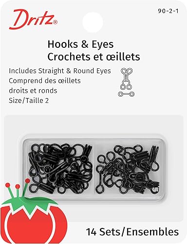 Dritz Ganchos y Ojos, Talla 2, Negro