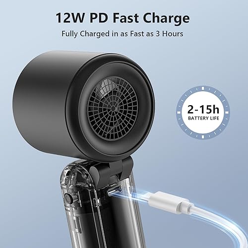 Miniatura 5 de Mini ventilador portátil de mano, velocidad (1-100) ajustable Turbo ventilador personal, batería recargable de 4000 mAh, pantalla digital AI,