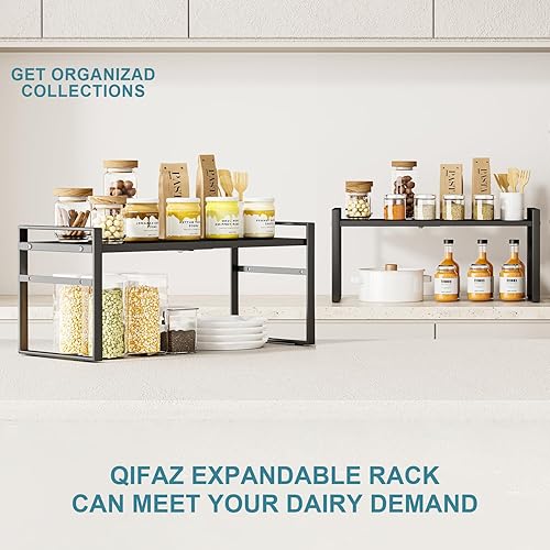 Miniatura 5 de Organizador de estante de almacenamiento de gabinete expandible, organizadores de cocina y almacenamiento de metal de acero resistente, estante de