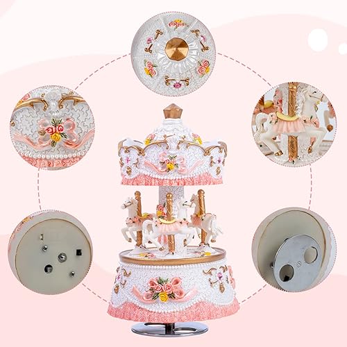 Miniatura 9 de Globo de nieve musical de unicornio para niños y niñas, caja de música con 7 luces LED con purpurina para cumpleaños, San Valentín