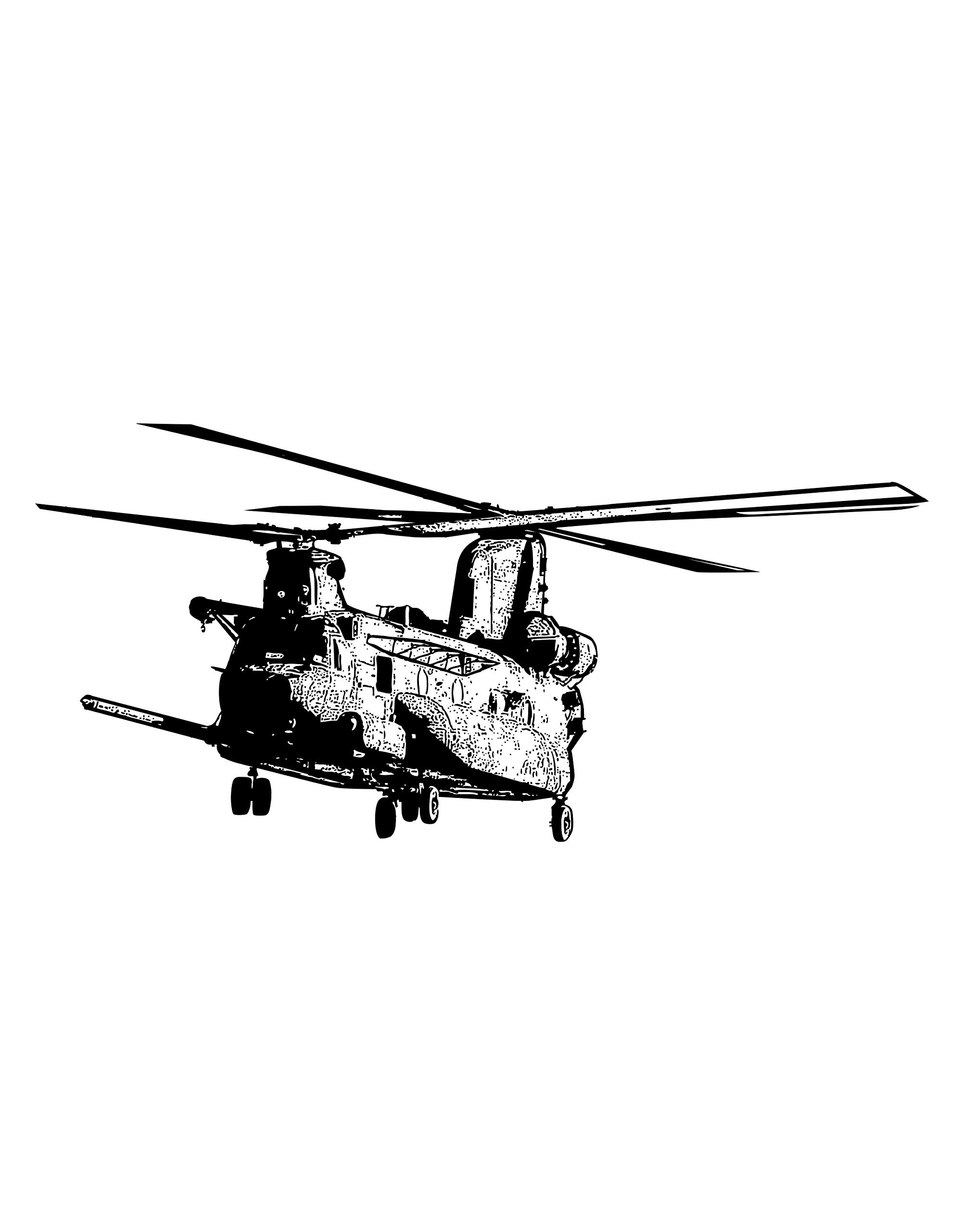 Autocollant Mural Hélicoptère Militaire Chinook MH-47G - Vinyle Noir, Style Moderne
