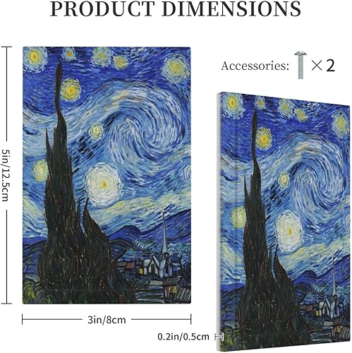 Miniatura 2 de Vincent Van Gogh - Placa decorativa de pared para pared, diseño de noche estrellada, tamaño estándar de 1 banda, 5 x 3 pulgadas, policarbonato