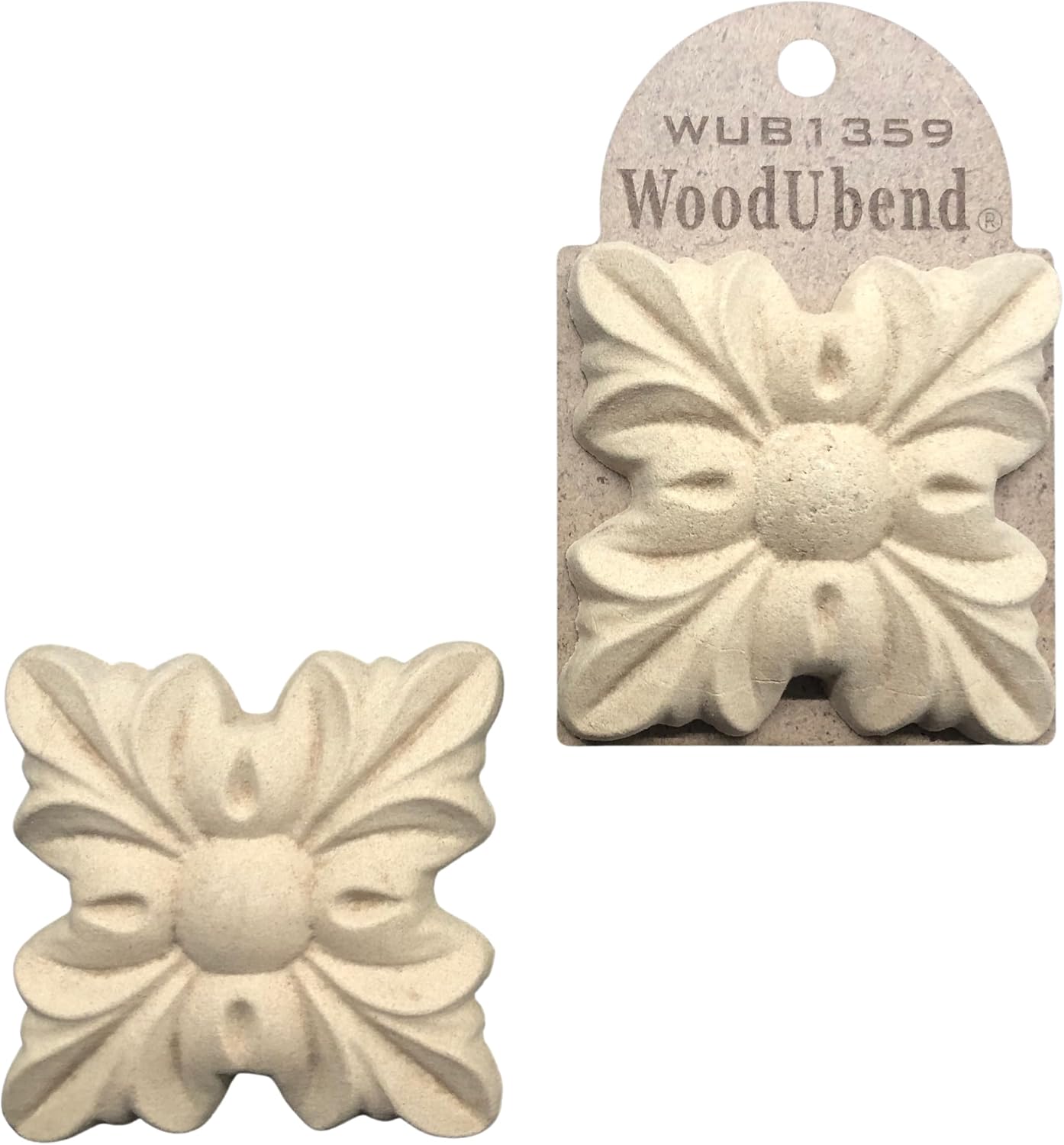 WoodUbend WUB1359 Pack of 2 Centerpieces - Wood Appliques - Heat Bendable & Flexible Onlays 7x7cm - DIY Craft, Furniture & Home Decor - Easy to Apply & Paint - Reusable & Durable Decals