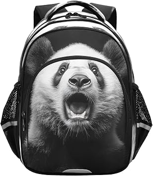 Cute Panda Black Toddler Backpack for Boys Girls 3-8 School Bag for Elementary Kids Backpack for Kindergarten Bookbags for Preschool 15.3in