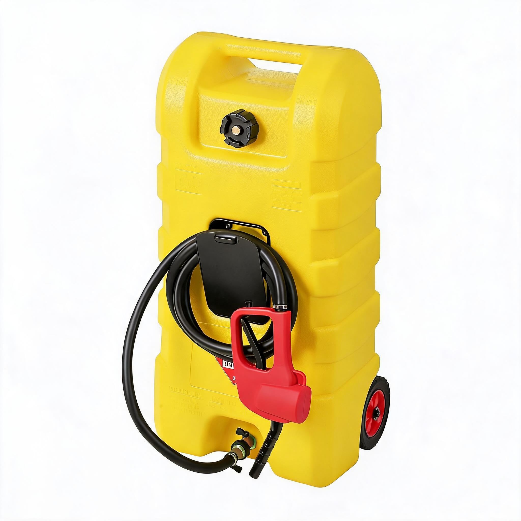 Aptliton 15 Gallon Portable Fuel Caddy with 10FT Hose & Wheels, Heavy-Duty Petrol Diesel Storage Tank, Siphon Pump Transfer Can for Car Truck Boat Mower, 85x24x37cm