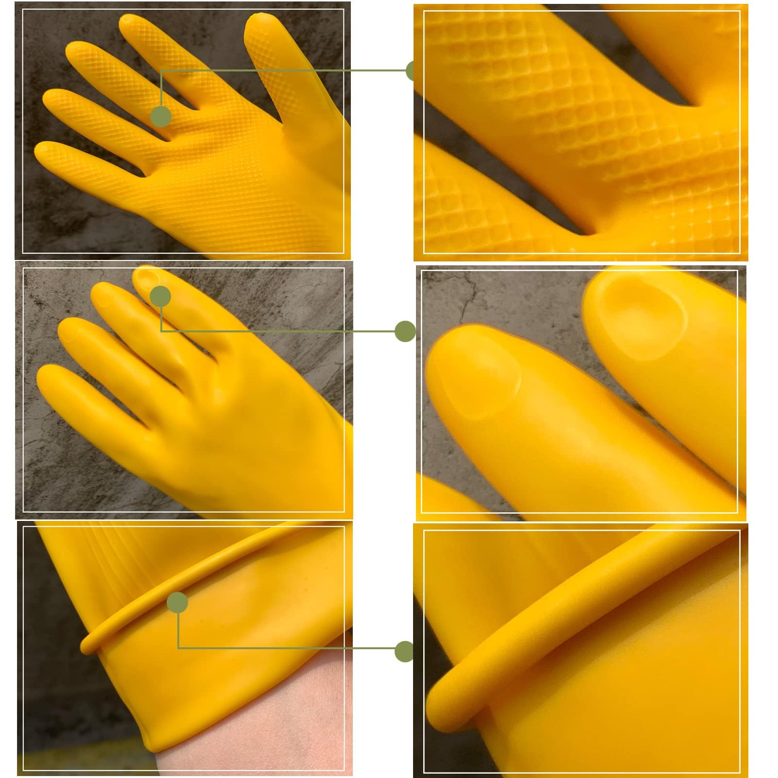 8 Paar wiederverwendbare Küchen-Geschirrspülhandschuhe, Badezimmer, Gartenreinigungshandschuhe, Haushalt wasserdichte rutschfeste Gummihandschuhe (Große Größe)