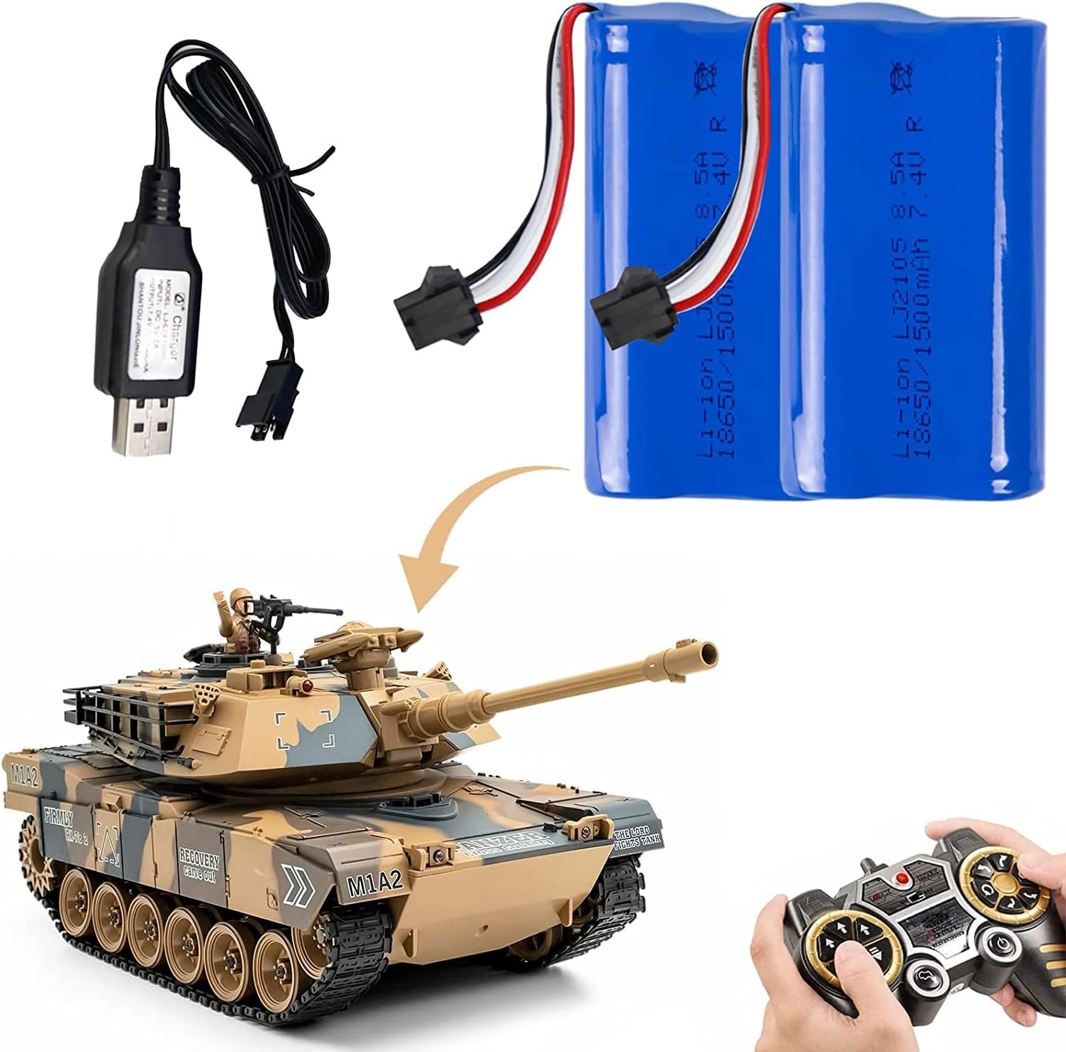 1 18 sを撃つrc戦車 2 4ghz Rc軍用車両回転砲塔を備えた米国の主力戦車 光と音のスプレーシュートソフト弾頭と2つのバッテリー用の水爆弾第二次世界大戦車