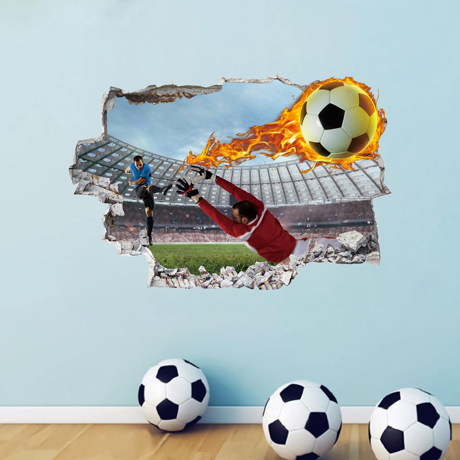 Adesivo Murale Vinile Con Pallone Da Calcio E Nome Personalizzato Per Camera Ragazzo (36 Cm)