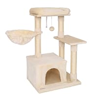 lionto Tiragraffi per Gatto Albero Tiragraffi Gatto Gioco Giocattolo Gatti Altezza 85 cm (Beige)
