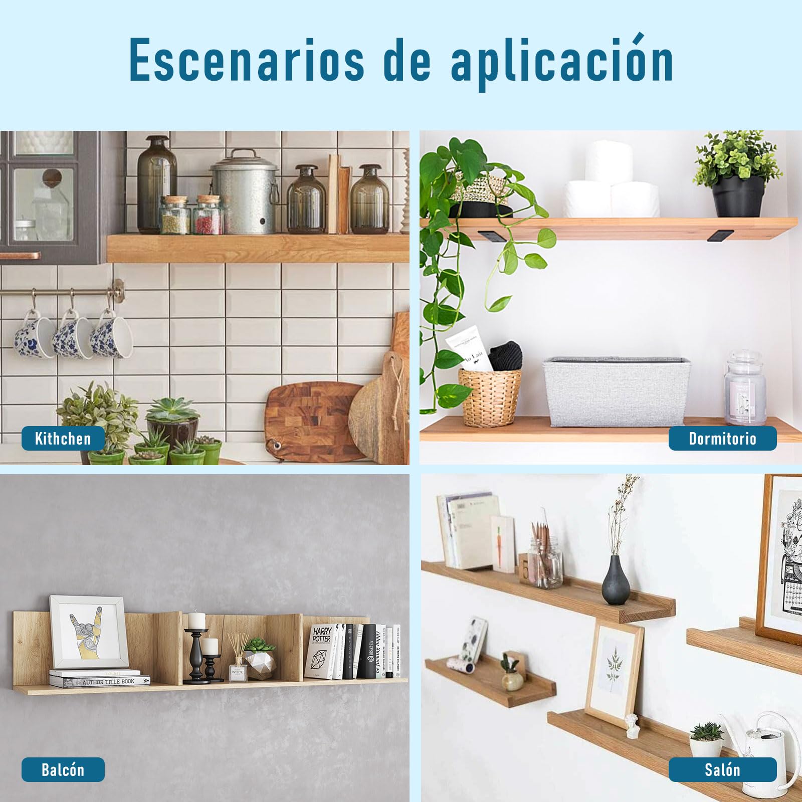 4 Piezas Soporte Estanteria Pared, Soporte Balda Flotante, Soportes de Estante Industriales Resistentes, Capacidad de Carga 70 Kg (Negro, 25cm)