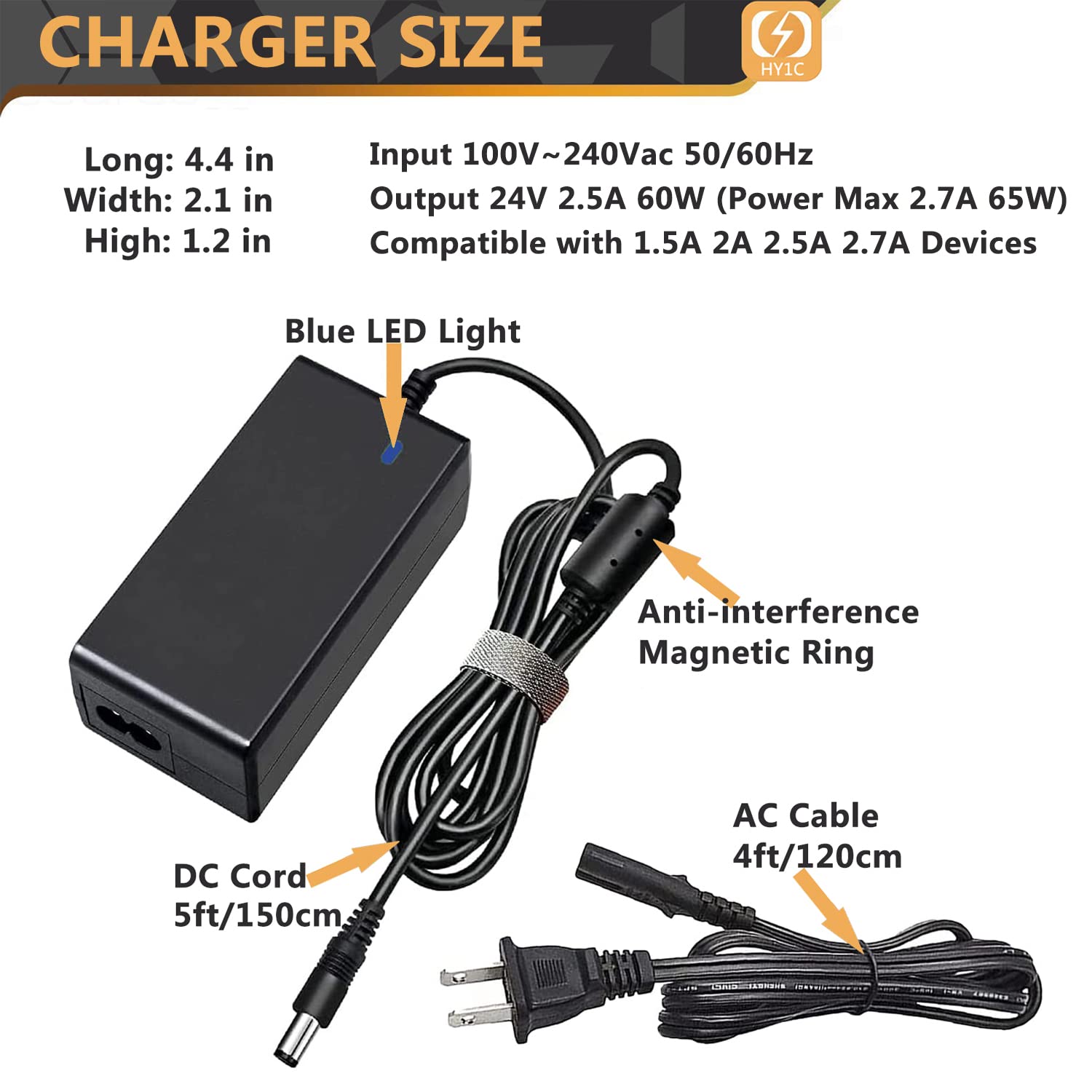 Buy HY1C 24V Power Cord for Logitech Racing Wheel G25 G27 G29 G920 G923