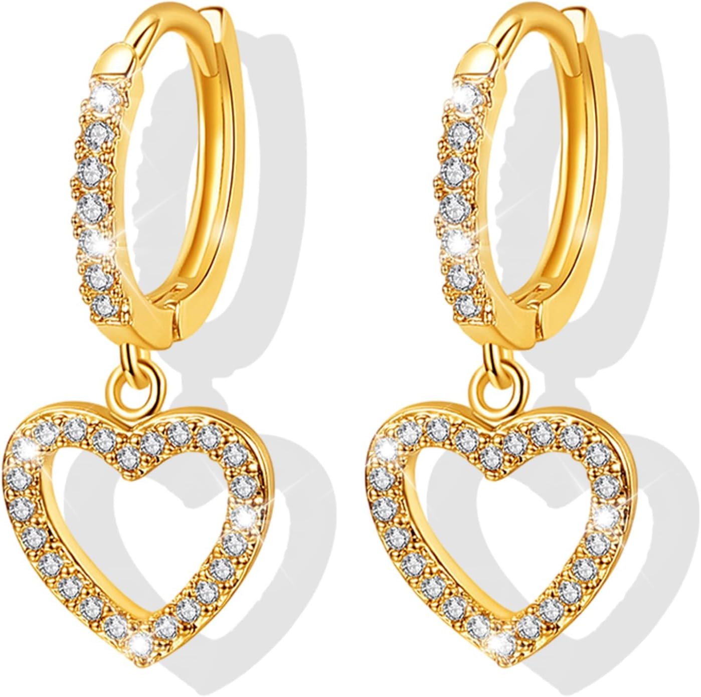 Rhinestone Small Heart Hoop Earrings for Women Crystal Hoop Earrings for Teen Girls Gift Birthday Valentine's Day Jewelry