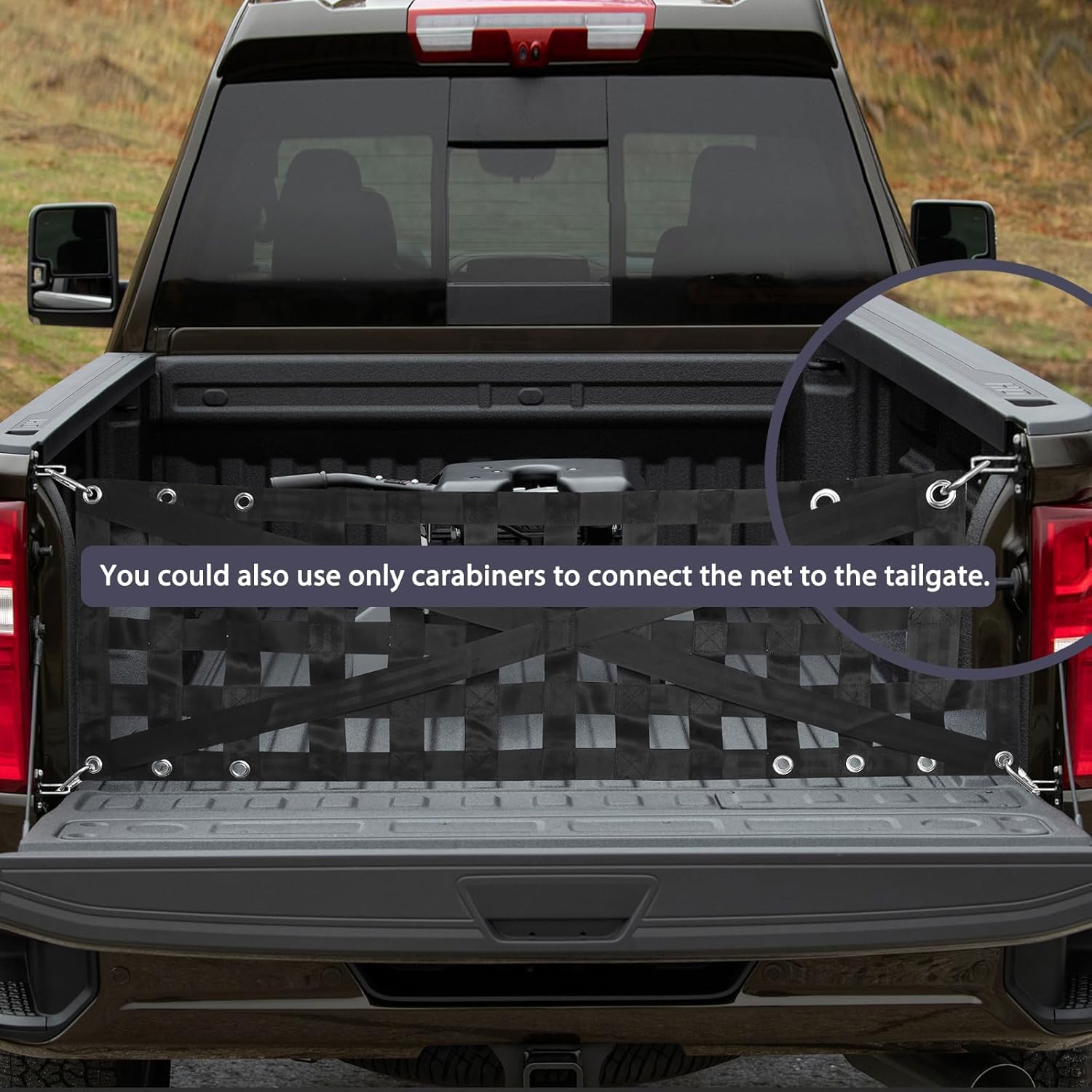 Rete per portellone posteriore Heavy Duty per letto camion, Cargo Net Durable Truck Bed Extender portellone posteriore Cargo Net con 4 fibbie regolabili, perfetta per camion, rimorchi, pickup, barca,