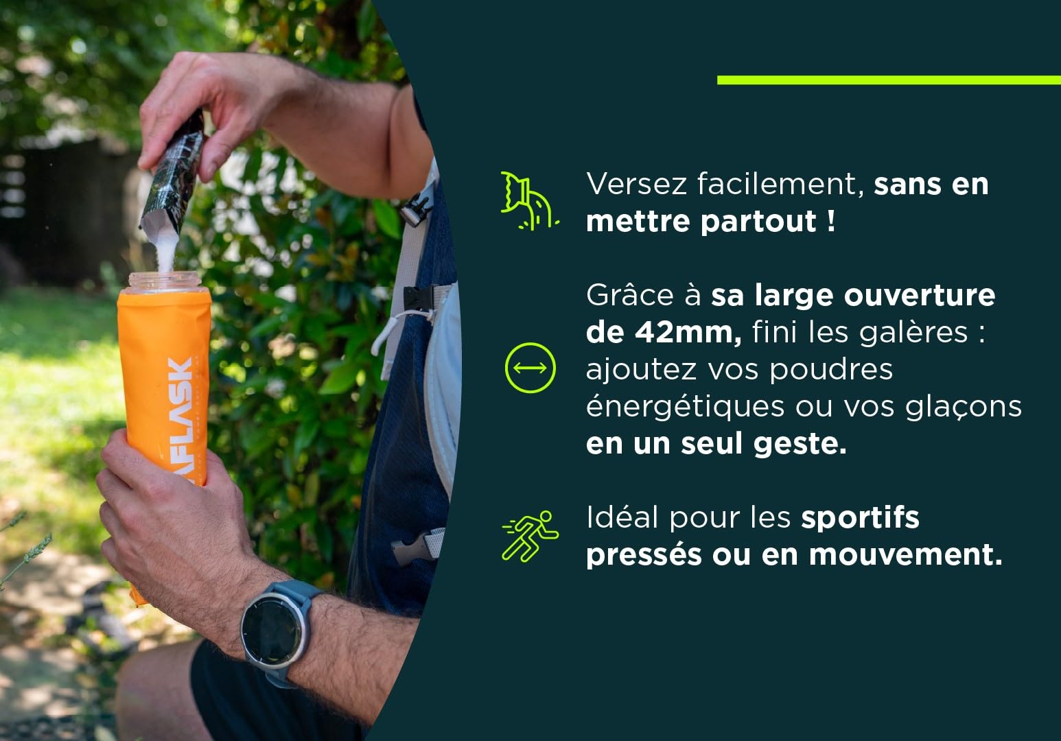 Gourdes/Flasques Souples 500 ml – Lot de 2 Softflask Diamètre 42 mm Sans BPA, Ultra-Légères,Anti-Fuite, Bouteilles d’Eau Sport pour Running, Trail, Randonnée & Vélo (BLEU- 500ML- 2pcs)